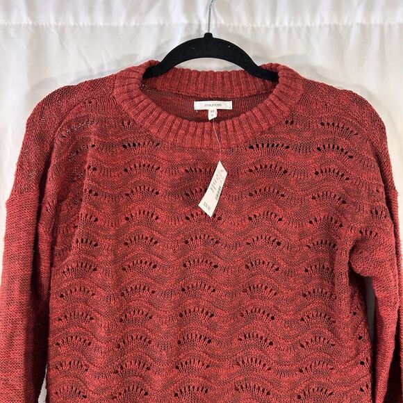 New Maurices Sweater Small Solid Red Knit Long Sleeve Crew Neck 100% Cotton - Picture 2 of 8